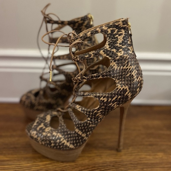 ALEXANDER MCQUEEN leather optic snake Napa London sand Russet stiletto (EU 37) - Picture 3 of 7